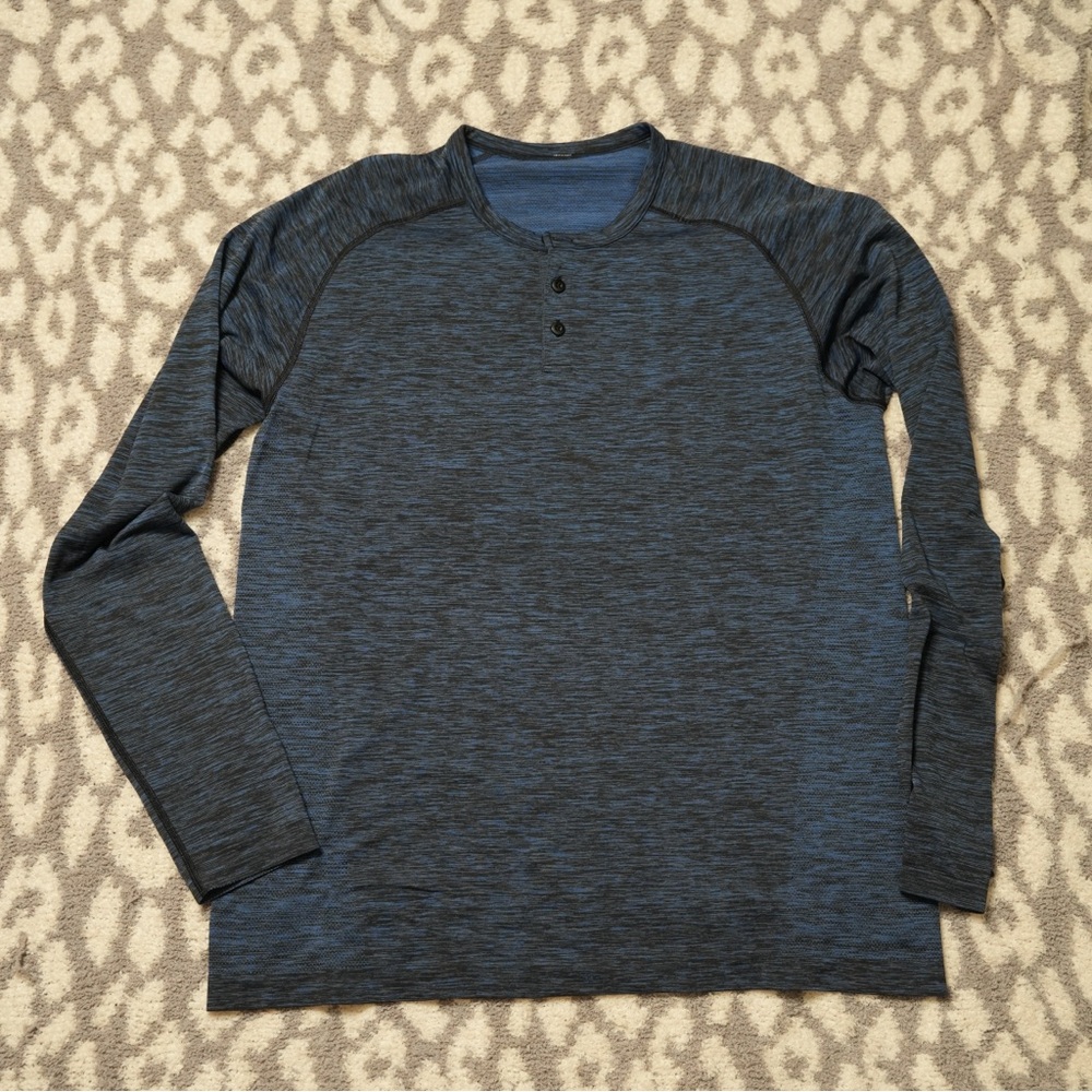 lululemon athletica Charcoal and Navy Long Sleeve Tee XL